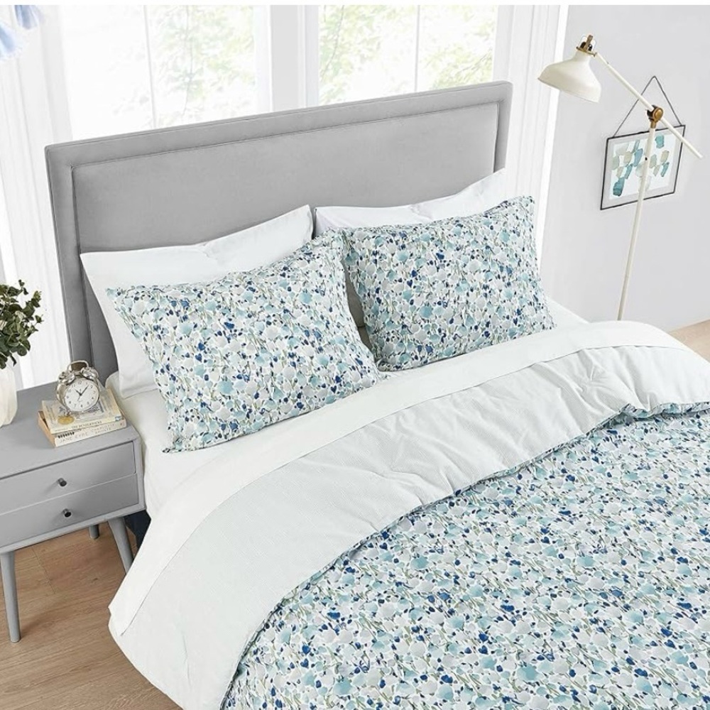 Poppy & Fritz Olivia Cotton Blue Duvet Cover Set Twin - Picture 3 of 11
